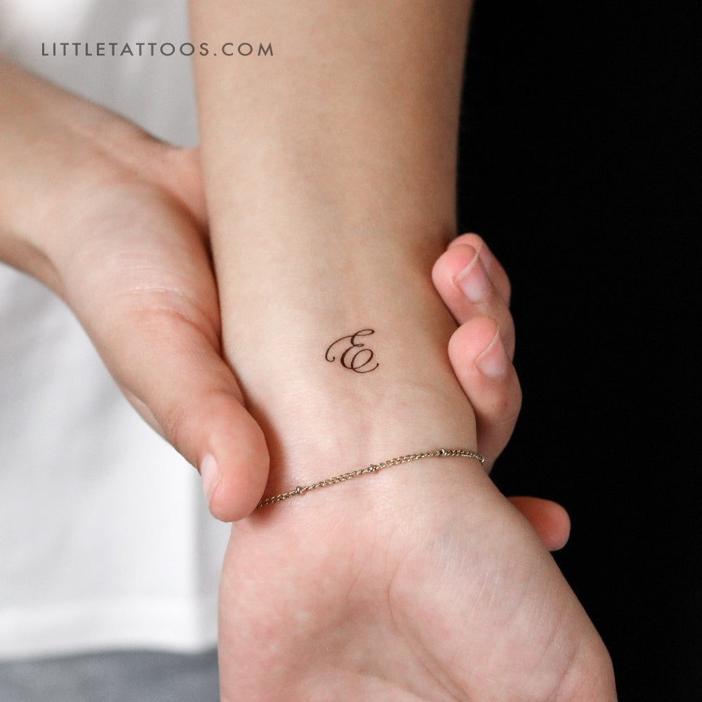 Cursive Letter E Script Temporary Tattoo - Set of 3