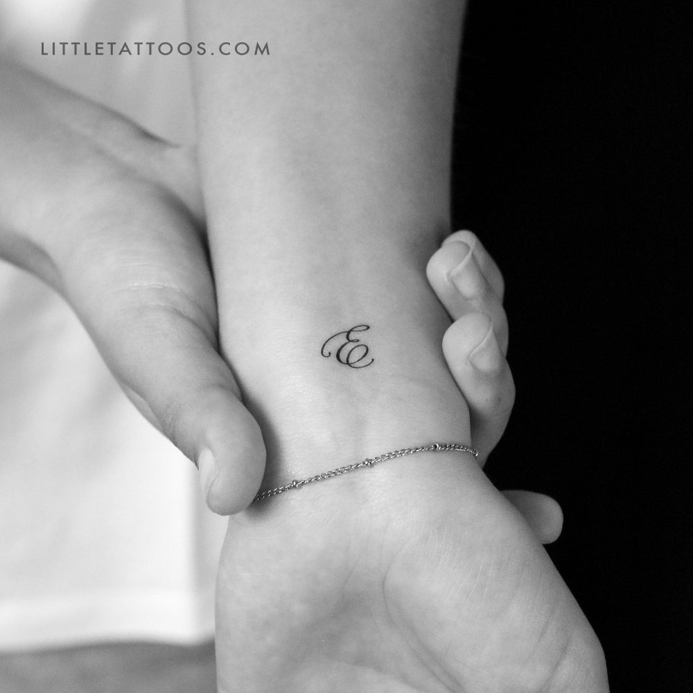 Cursive Letter E Script Temporary Tattoo - Set of 3