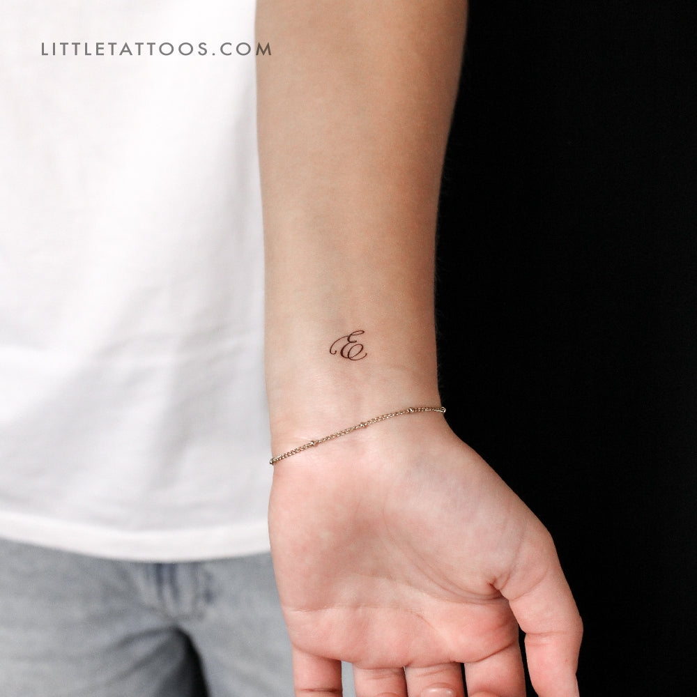 Cursive Letter E Script Temporary Tattoo - Set of 3
