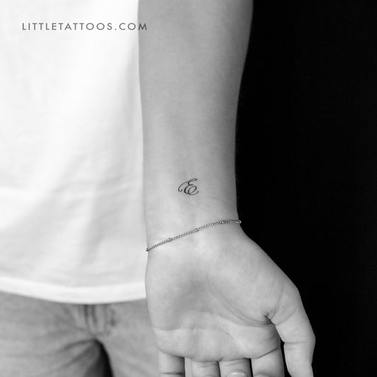 Tatuaje temporal de la letra E cursiva (juego de 3)