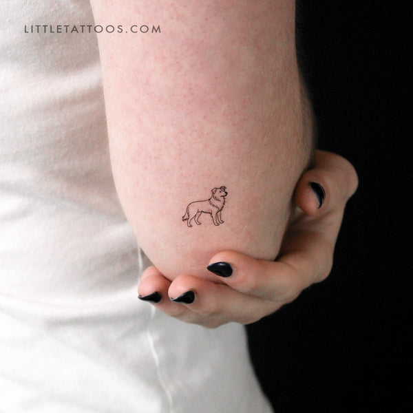 Minimalist Border Collie Temporary Tattoo - Set of 3