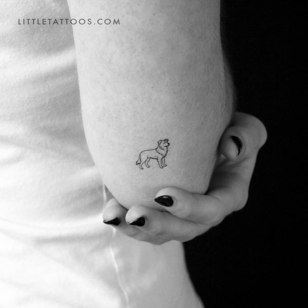 Minimalist Border Collie Temporary Tattoo - Set of 3