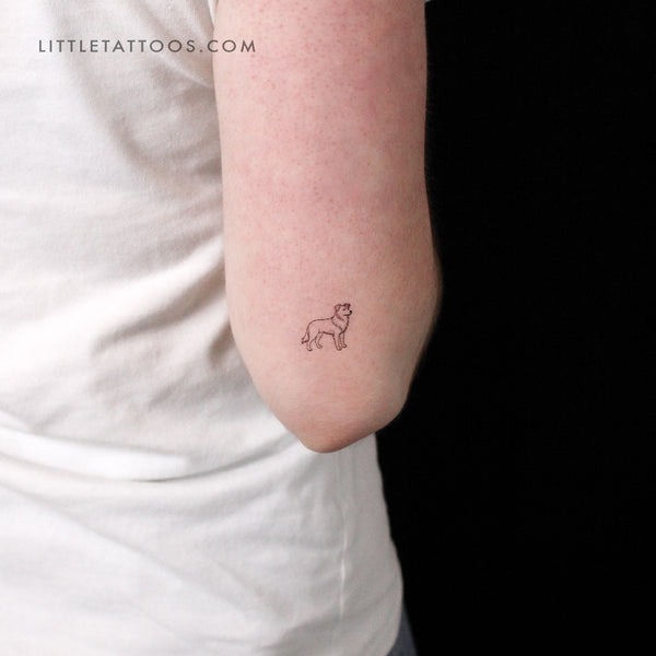 Minimalist Border Collie Temporary Tattoo - Set of 3