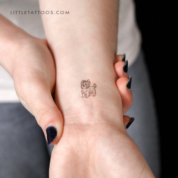 Little Yorkshire Terrier Temporary Tattoo - Set of 3