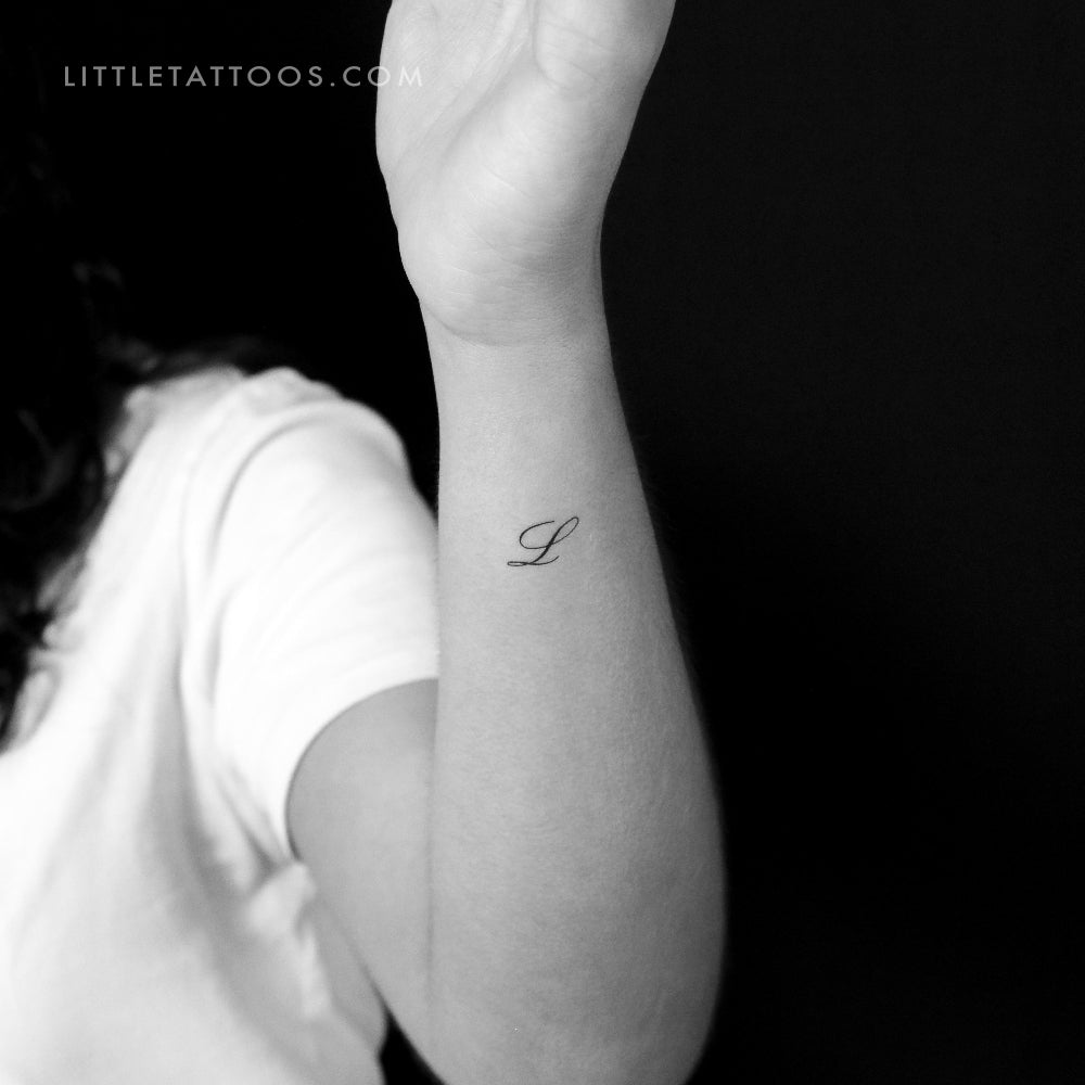 Tatuaje temporal con letra L cursiva (juego de 3)