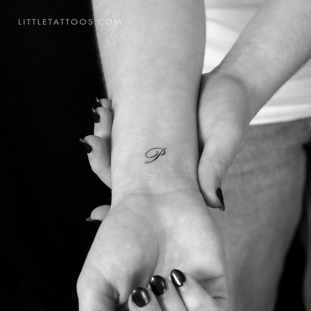 Cursive P Script Temporary Tattoo - Set of 3