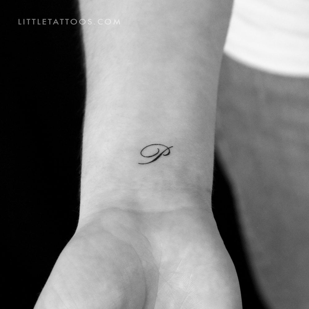 Cursive P Script Temporary Tattoo - Set of 3