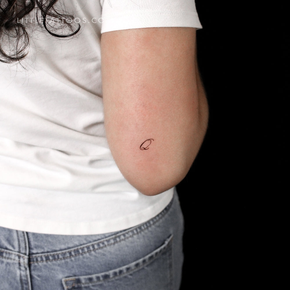 Cursive Q Script Temporary Tattoo - Set of 3