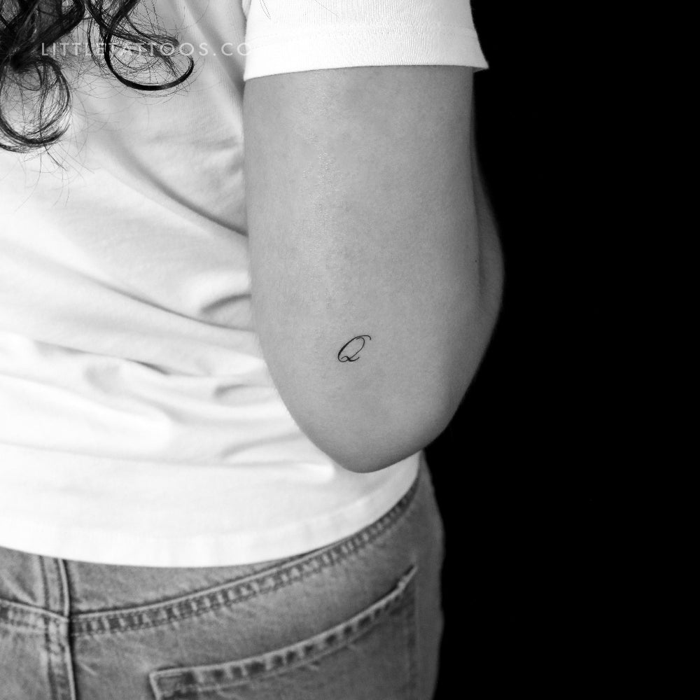 Cursive Q Script Temporary Tattoo - Set of 3