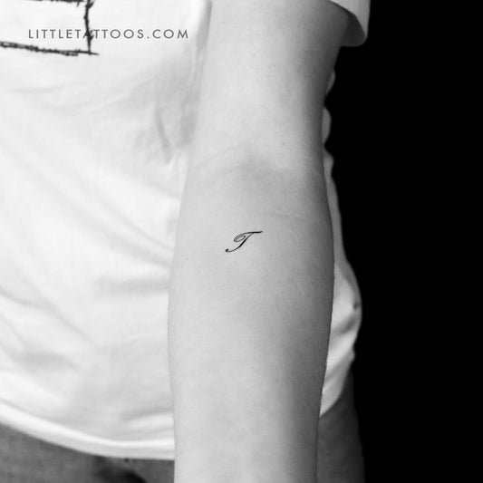 Letter T Script Temporary Tattoo - Set of 3