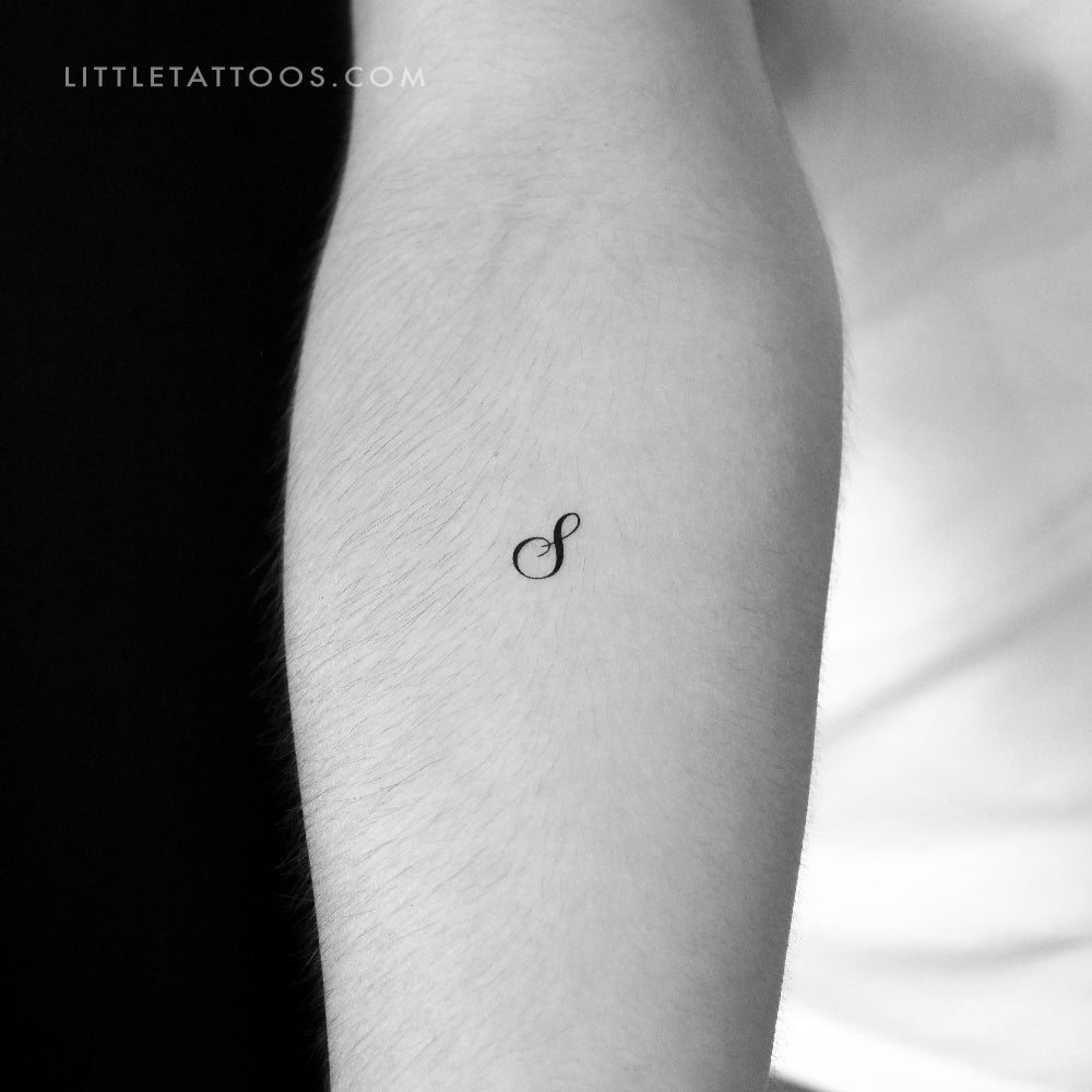 Tatuaje temporal con la letra S pequeña (juego de 3)