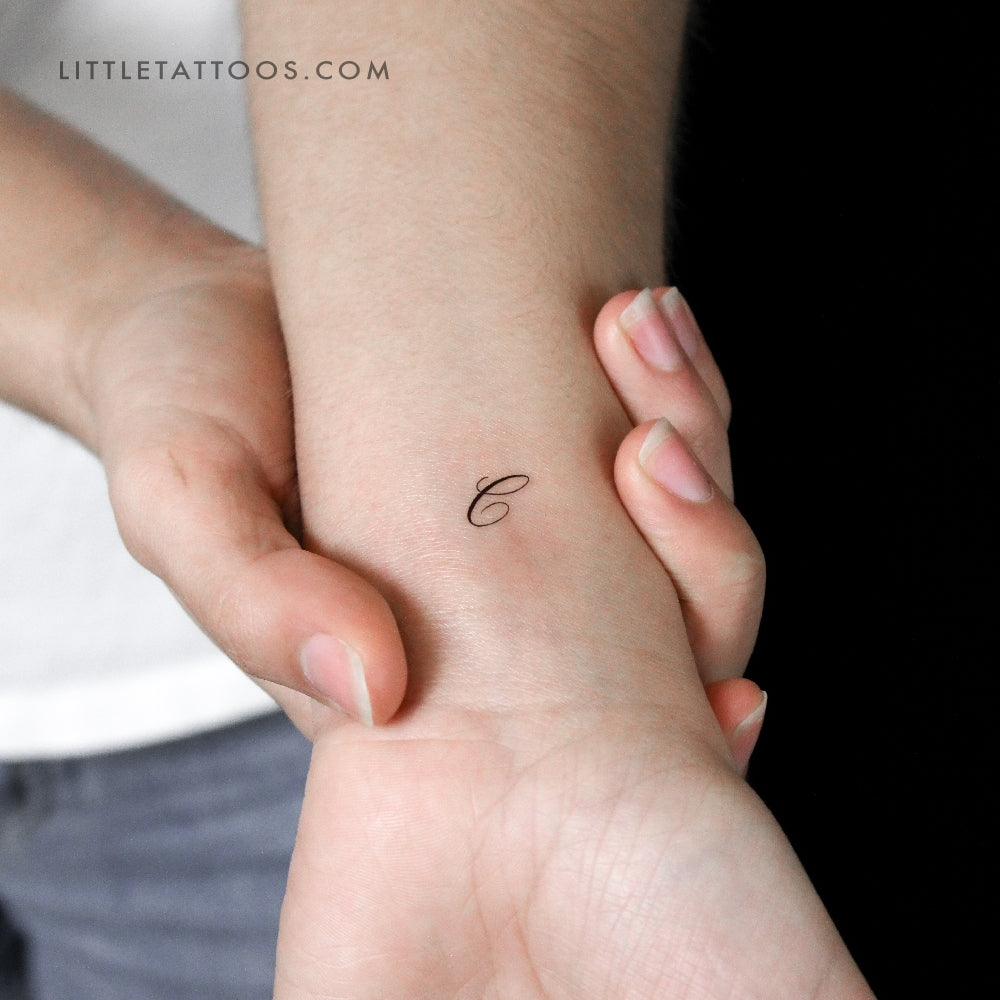 Letter C Script Temporary Tattoo - Set of 3