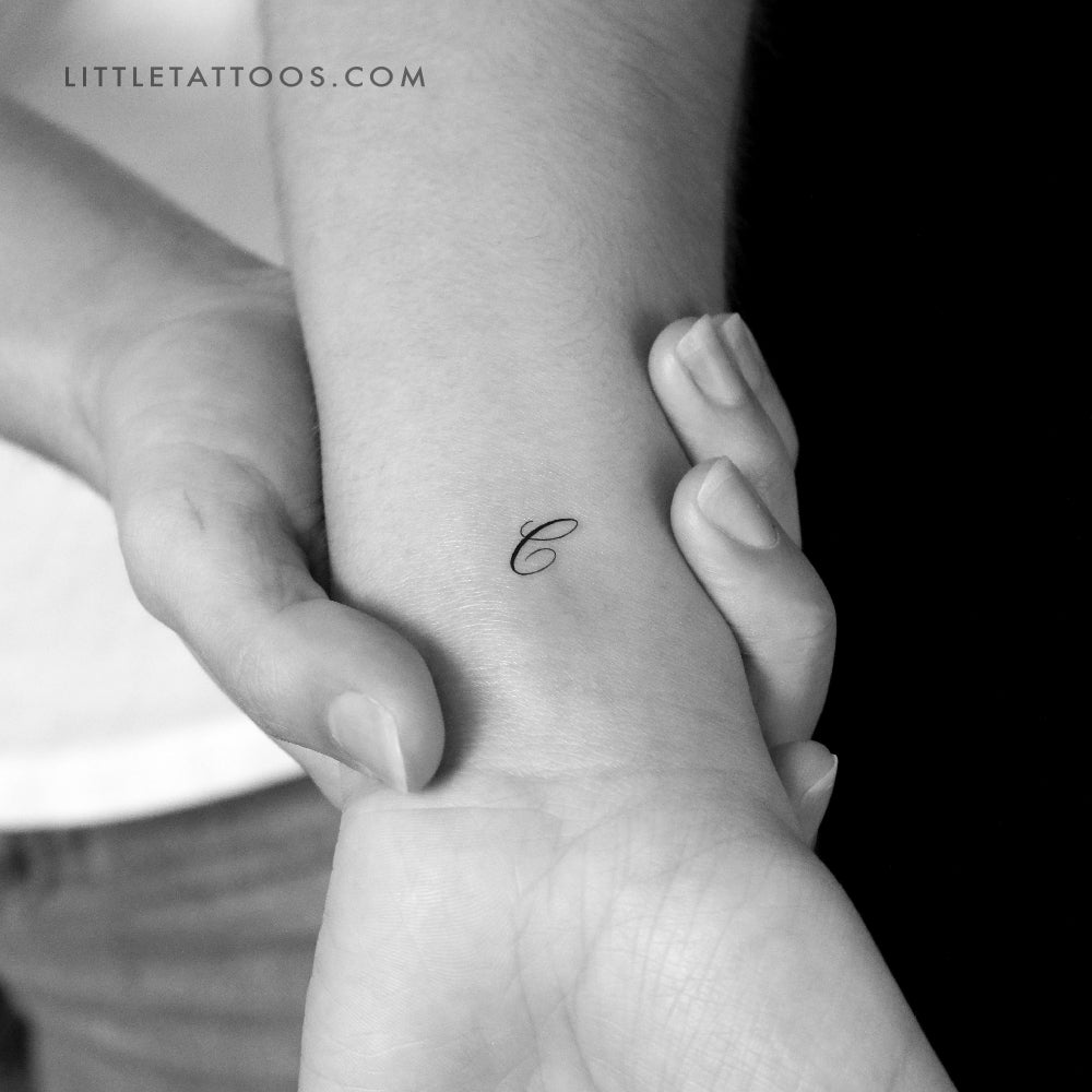 Letter C Script Temporary Tattoo - Set of 3