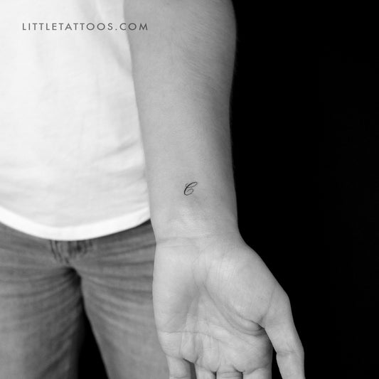 Letter C Script Temporary Tattoo - Set of 3