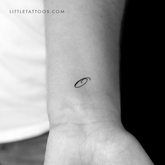 Tatuaje temporal con letra O cursiva (juego de 3)