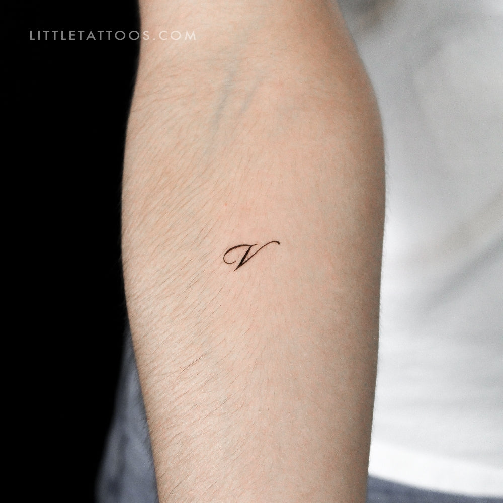 Cursive V Script Temporary Tattoo - Set of 3