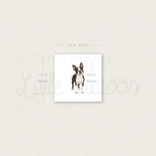 Realistic Boston Terrier Temporary Tattoo - Set of 3