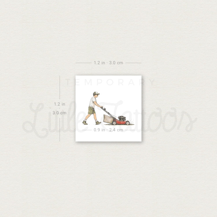 Small Lawn Mower Temporary Tattoo - Set of 3