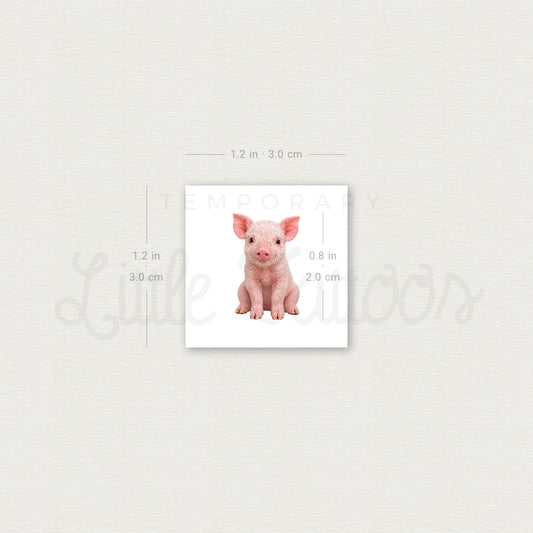 Seated Piglet Temporary Tattoo - Set of 3