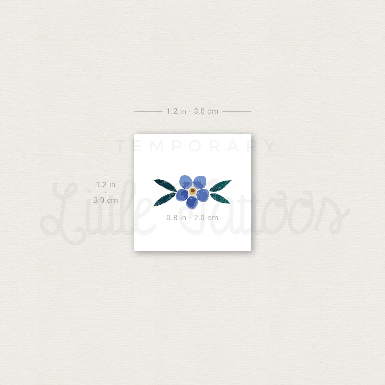 Watercolor Forget-me-not Temporary Tattoo - Set of 3