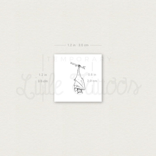 Fine Line Sleeping Bat Temporary Tattoo - Set of 3
