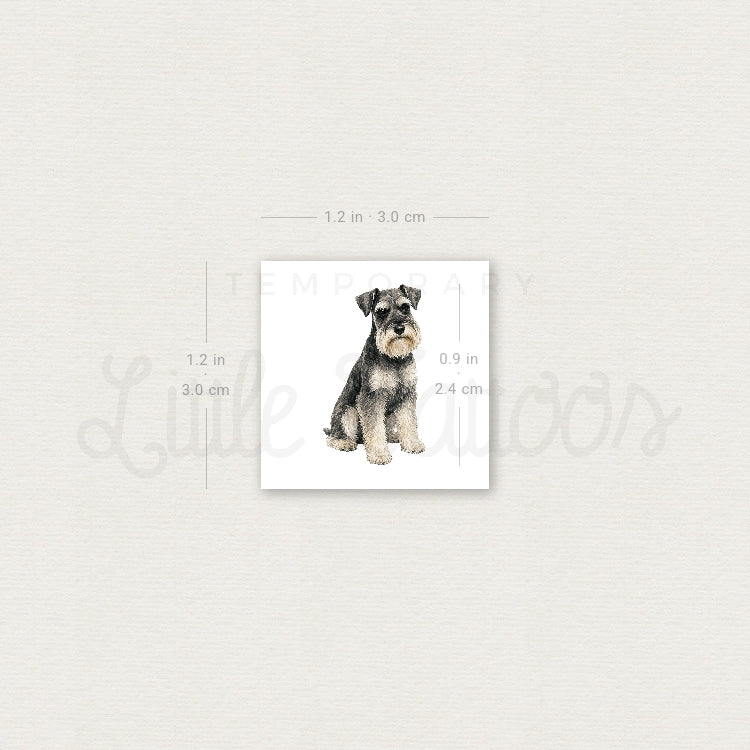 Watercolor Schnauzer Temporary Tattoo - Set of 3