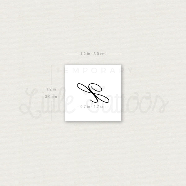 Letter X Script Temporary Tattoo - Set of 3