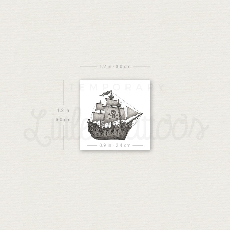 Pirate Ship Temporary Tattoo - Set of 3