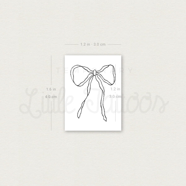 Fine Line Ribbon Bow Temporary Tattoo - Set of 3