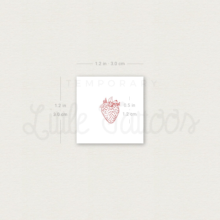 Little Red Strawberry Temporary Tattoo - Set of 3