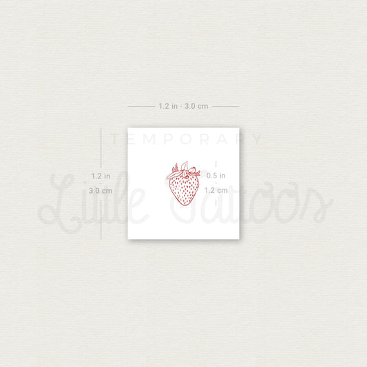 Little Red Strawberry Temporary Tattoo - Set of 3