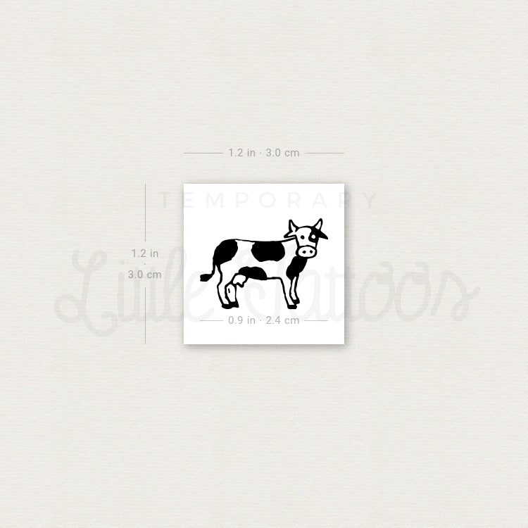 Small Cow Temporary Tattoo - Set of 3