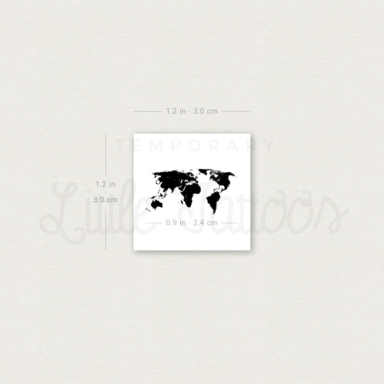 Little World Map Temporary Tattoo - Set of 3