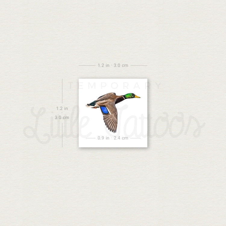 Flying Mallard Temporary Tattoo - Set of 3