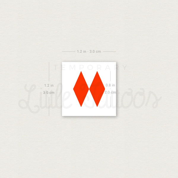 Two Red Rhombuses Temporary Tattoo - Set of 3