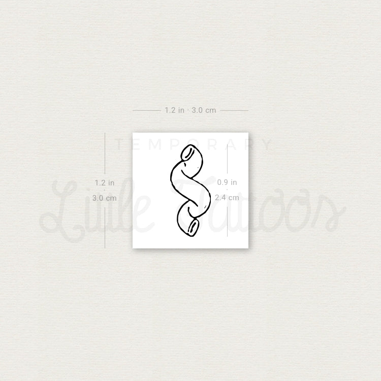 Cavatappi Pasta Temporary Tattoo - Set of 3