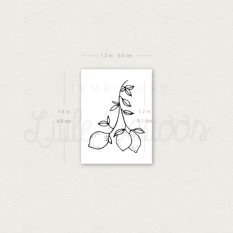 Small Lemon Branch Temporary Tattoo - Set of 3