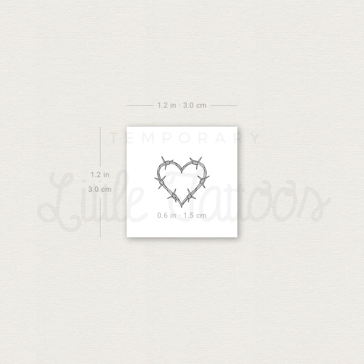Little Barbed Wire Heart Temporary Tattoo - Set of 3