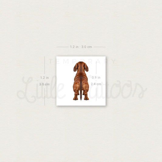 Dachshund Back View Temporary Tattoo - Set of 3