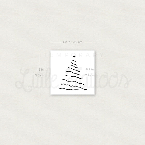 Fine Line Christmas Tree Temporary Tattoo - Set of 3