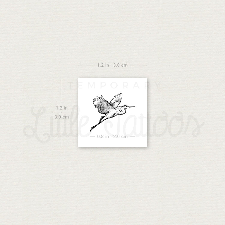 Flying Heron Temporary Tattoo - Set of 3