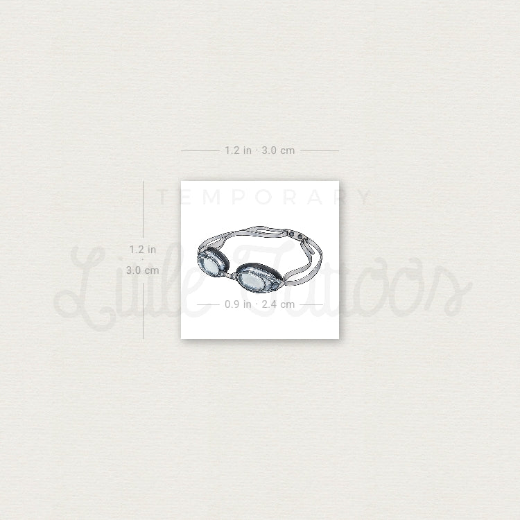 Swimming Goggles Temporary Tattoo - Set of 3