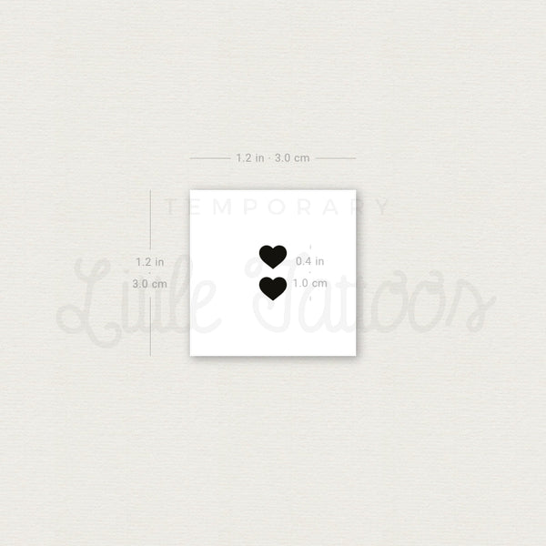 Two Little Black Hearts Temporary Tattoo - Set of 3