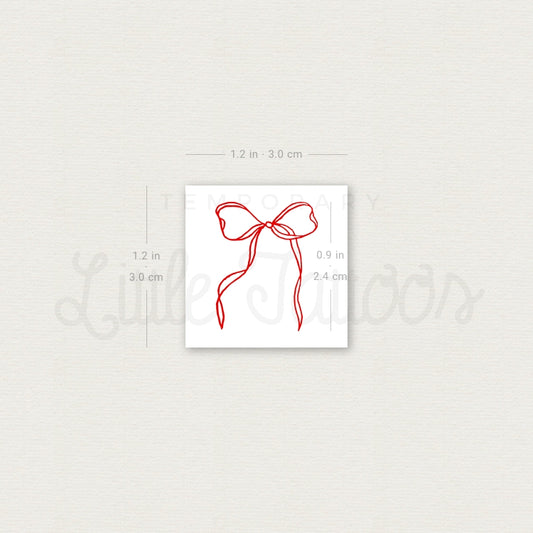 Red Ribbon Bow Temporary Tattoo - Set of 3