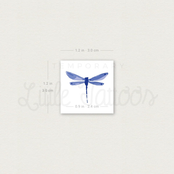 Watercolor Blue Dragonfly Temporary Tattoo - Set of 3