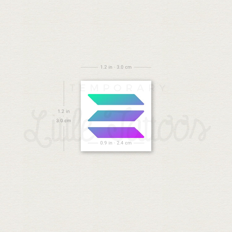 Solana SOL Logo Temporary Tattoo - Set of 3