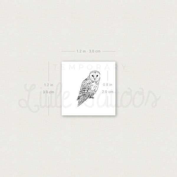 Small Barn Owl Temporary Tattoo - Set of 3