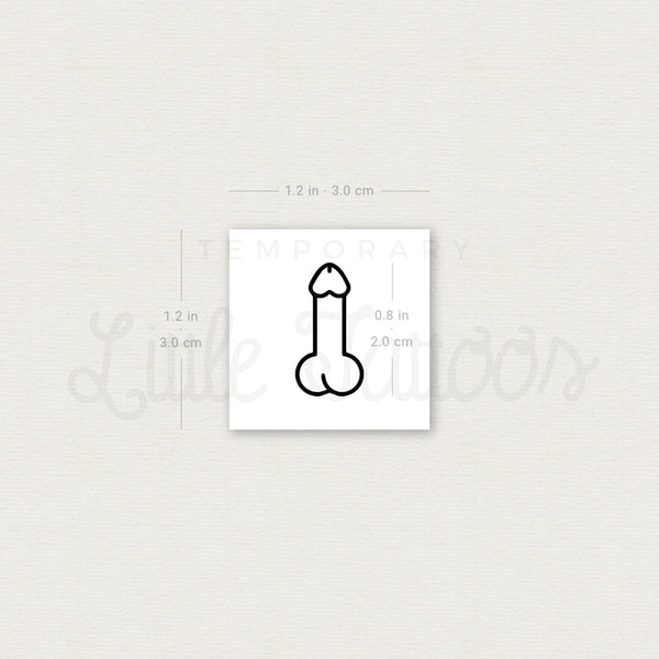 Small Penis Temporary Tattoo - Set of 3