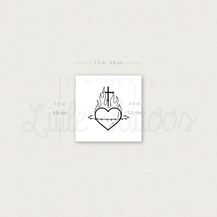 Sacred Heart Temporary Tattoo - Set of 3