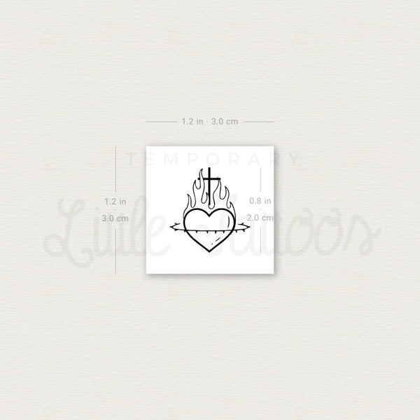 Sacred Heart Temporary Tattoo - Set of 3